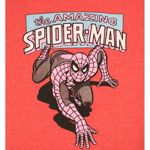 Marvel Spider-Man Vintage Comic Poster Graphic Tee T-Shirt (S) Heather Red NWOT - Picture 2 of 7